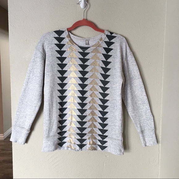 J CREW ||Vintage Sweatshirt In Metallic Triangles - Picture 3 of 8